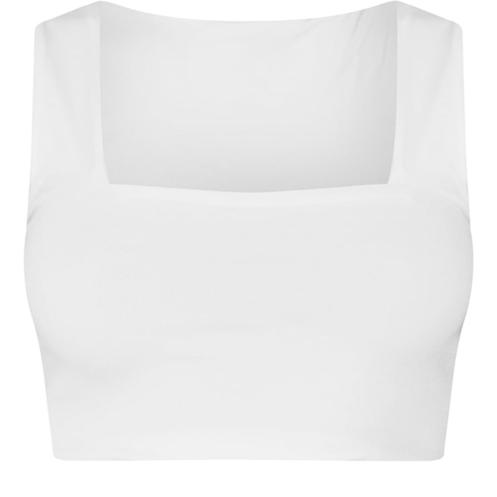 White Square Neck Crop Top